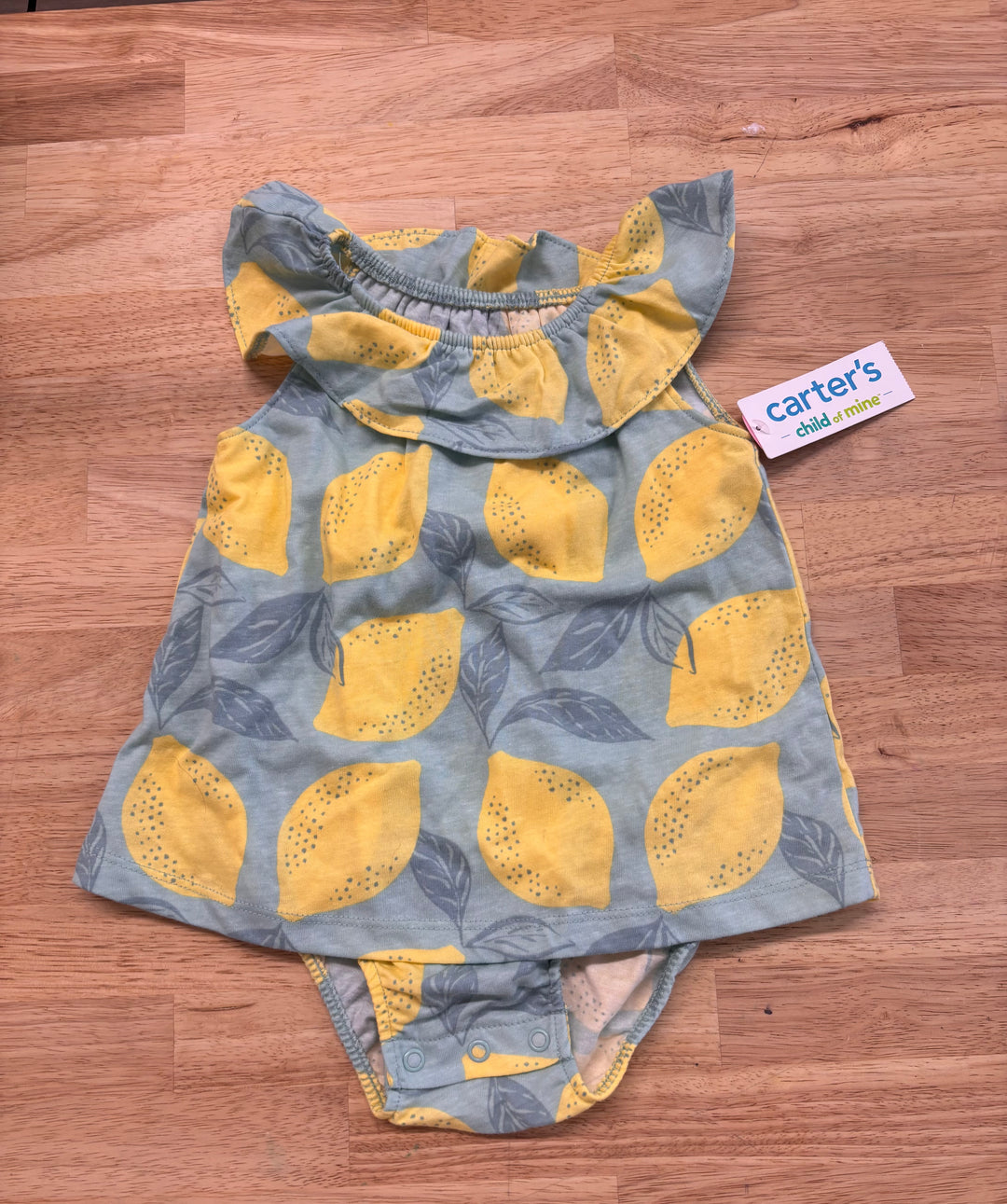 Carters Child of Mine 12M Top Bodysuit - Lemon Print (NWT)