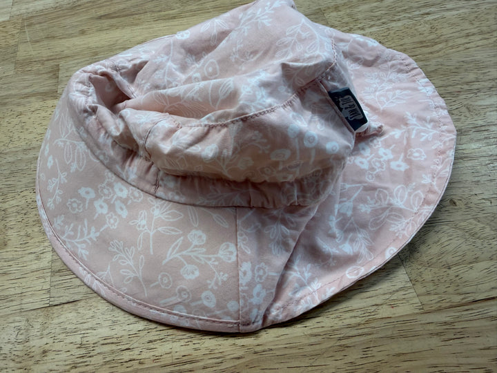 Jan & Jul Adventure Hat – 0–6M | Pink Floral Brim & Neck Coverage