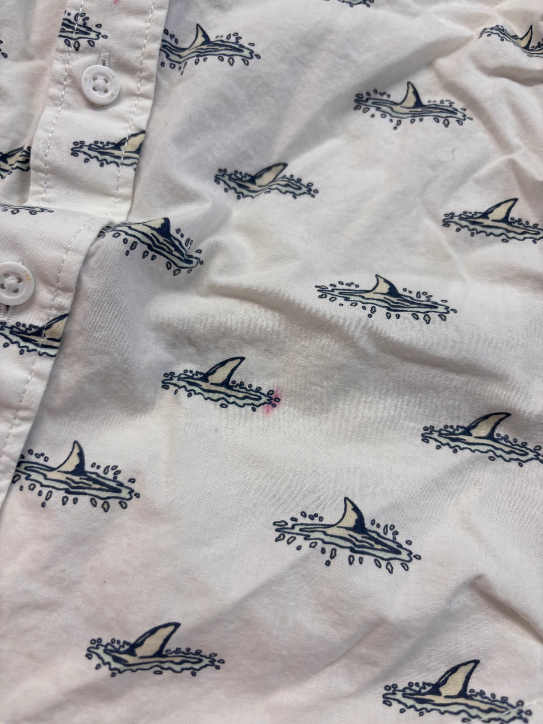 Vans Shark Print Button-Up Shirt Small imperfect