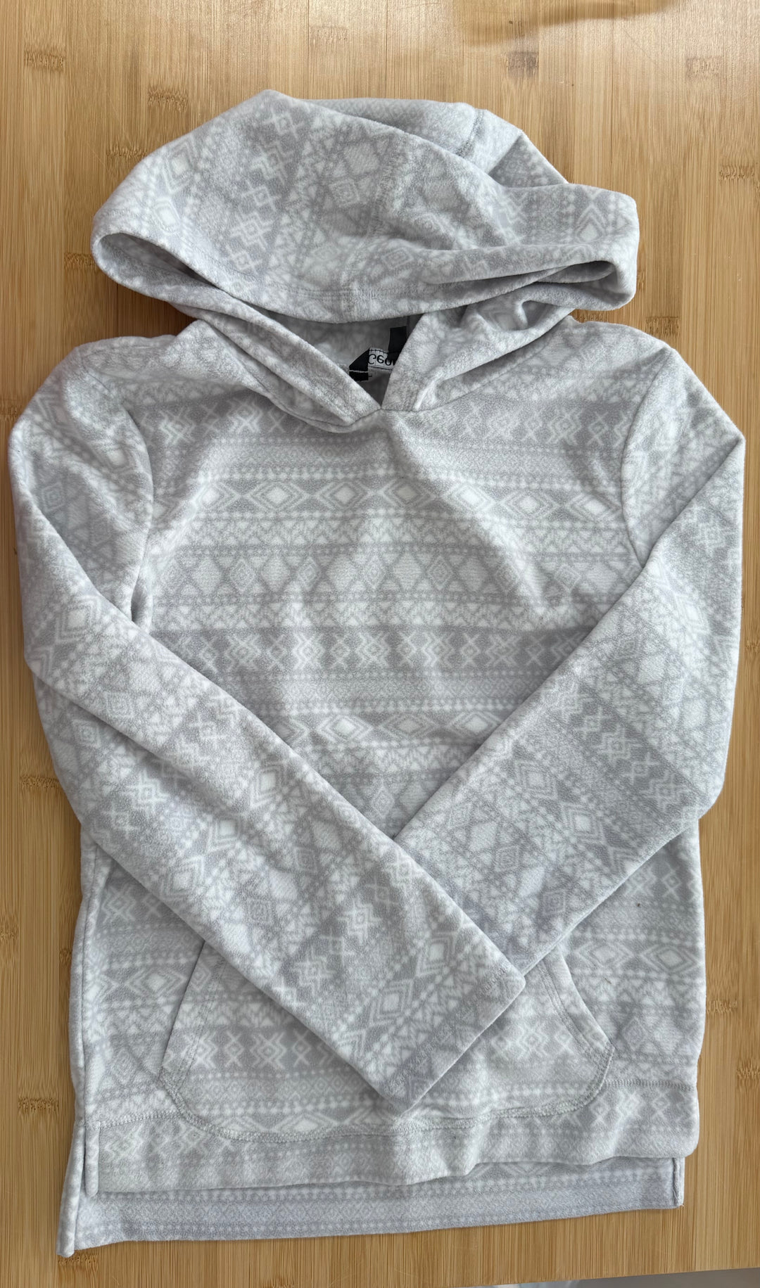 George Hooded Fleece Sweater – 10-12 | Grey and White Print
