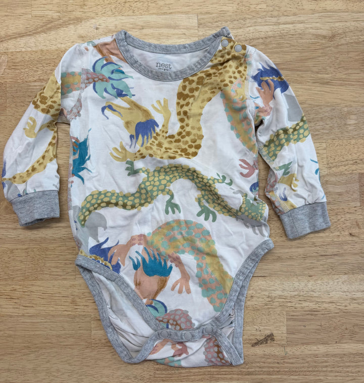 Nest Designs Dancing Dragons Bodysuit – 18M | Bamboo/Rayon Long Sleeve | Play