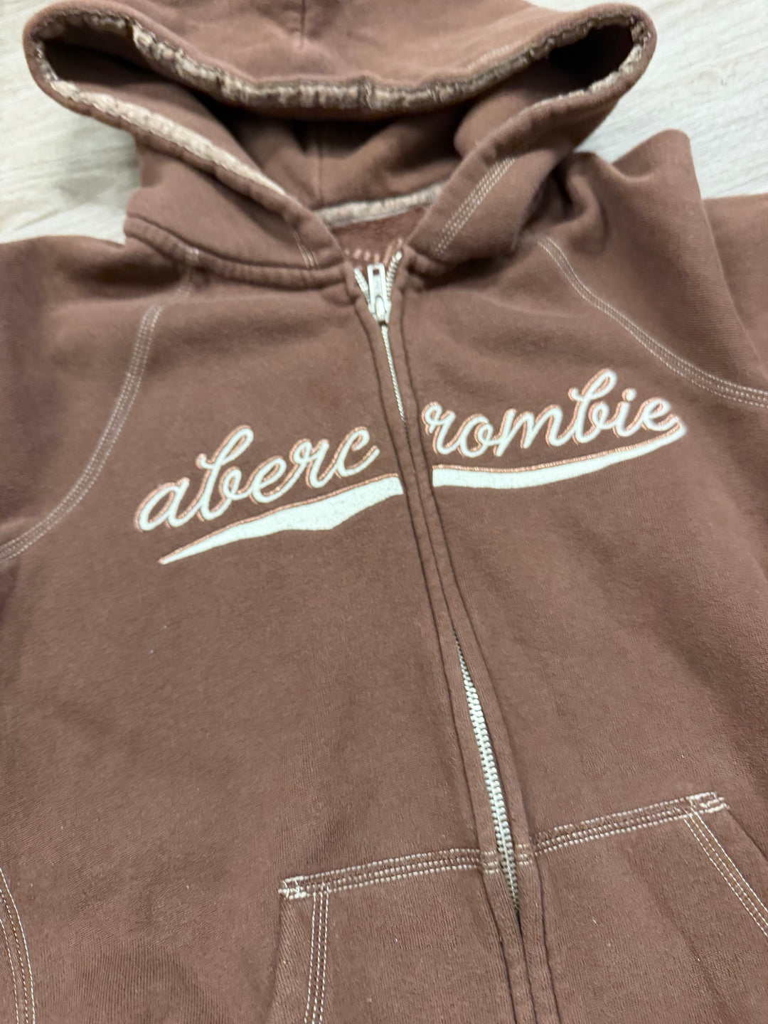 Abercrombie Hooded Zip Up Jacket  Large| Brown | Cotton Polyester