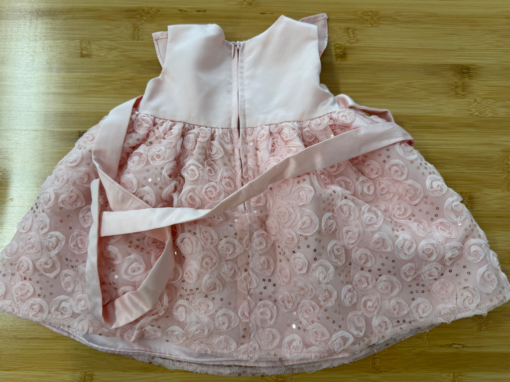 Purple Rose Special Occasion Dress – 12M | Light Pink Floral Sequin Mesh | Play