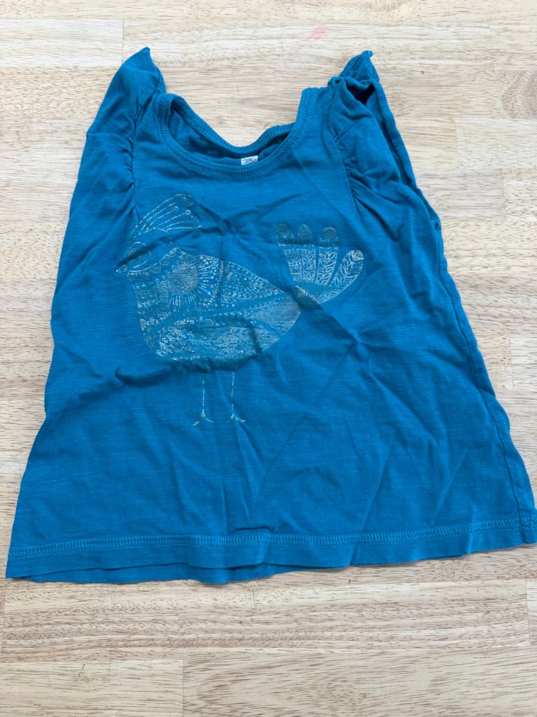 Tea Collection Top | 2 Deep Teal with Silver and Gold Bird Print - Nest and Sprout-Consignment