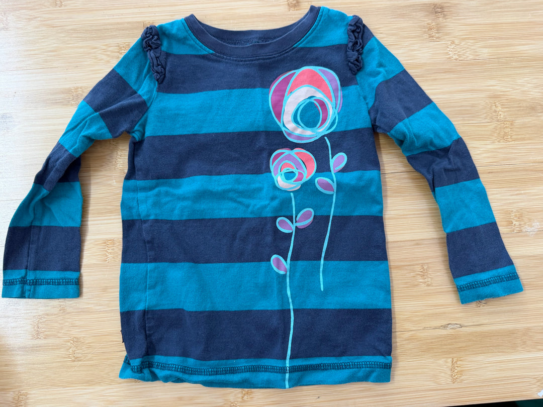 Tea Collection Turquoise & Navy Floral Long Sleeve Top – 3