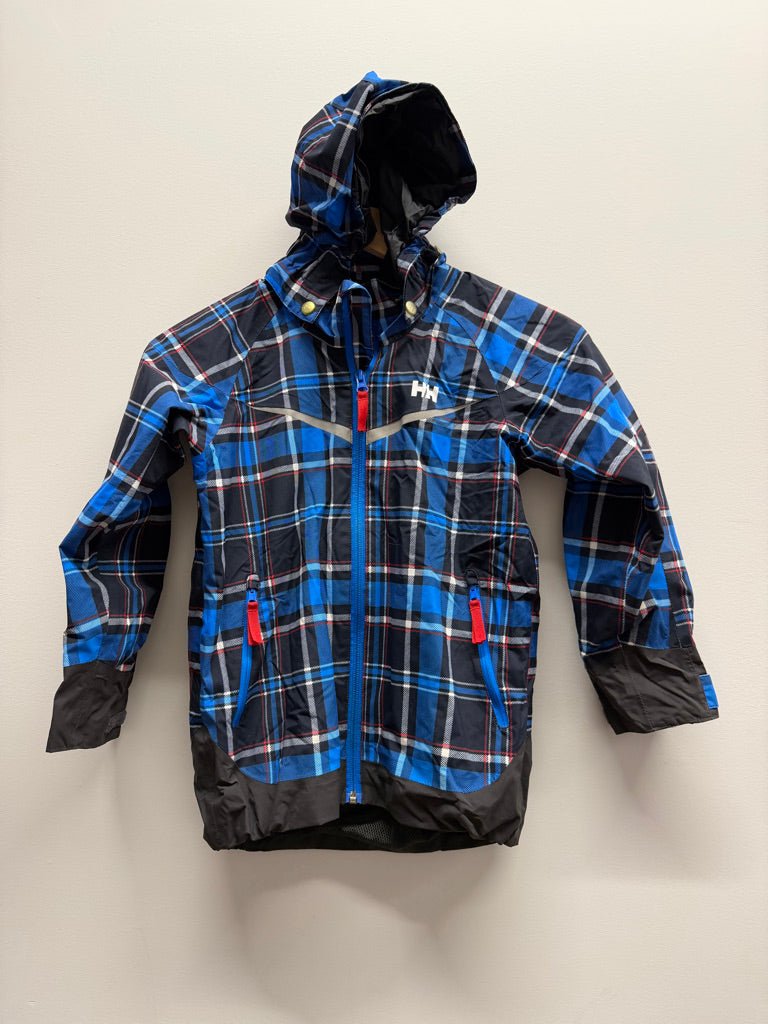 Helly Hansen Plaid Jacket – 7 (122cm) | Blue Black & Red - Nest and Sprout-Consignment