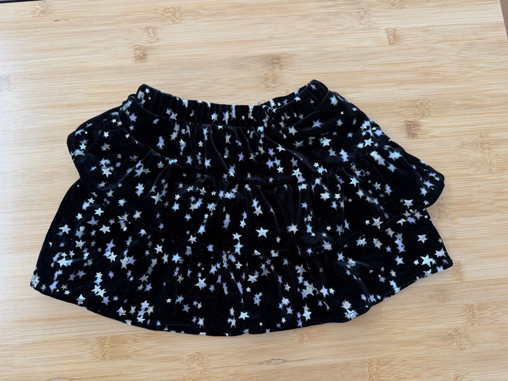 Old Navy Layered Velour Skirt – XS (5) | Black Cream Silver Star Allover