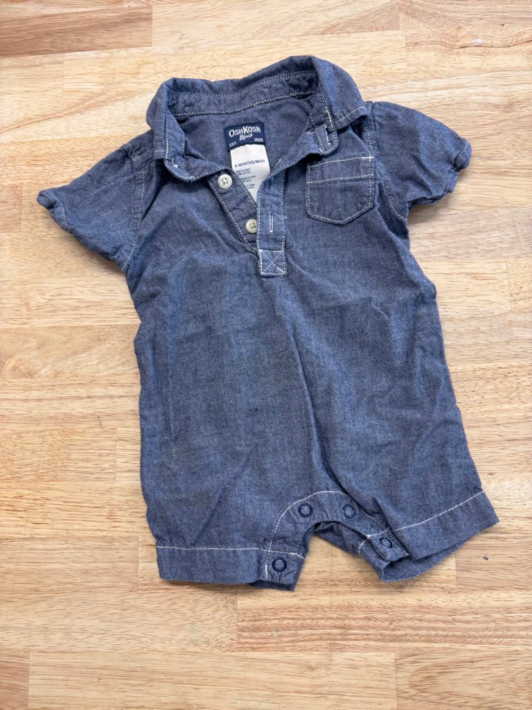 OshKosh Chambray Short Romper – 3–6 Months - Nest and Sprout - Consignment