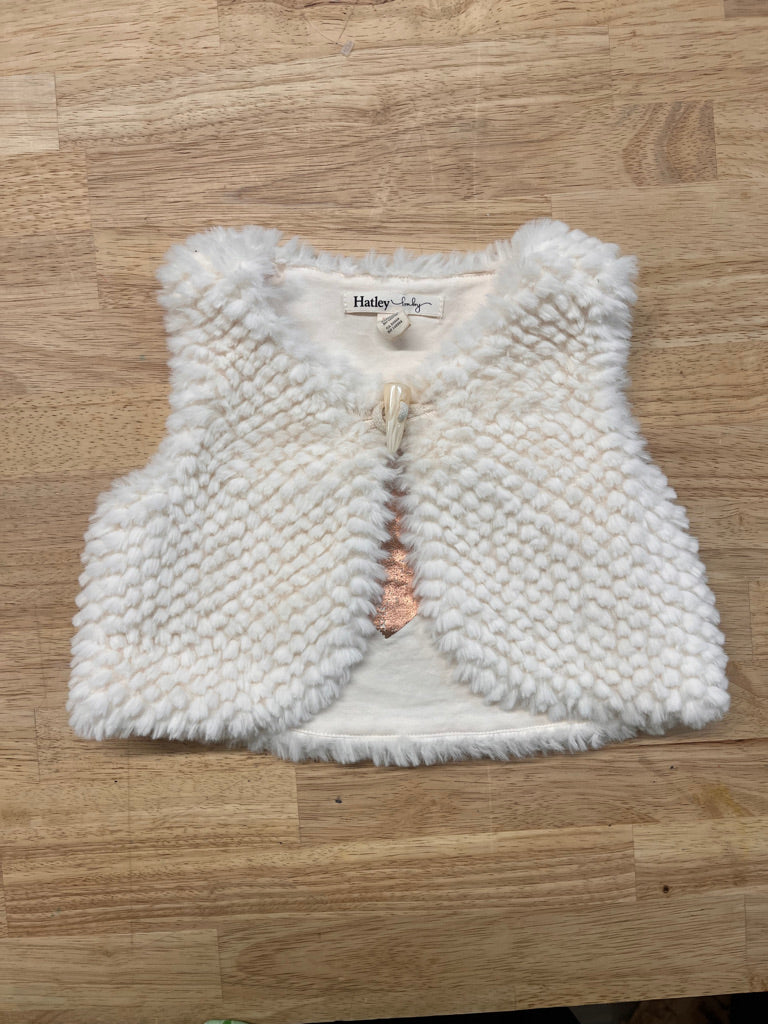 Hatley 9-12M Cream Faux Fur Vest