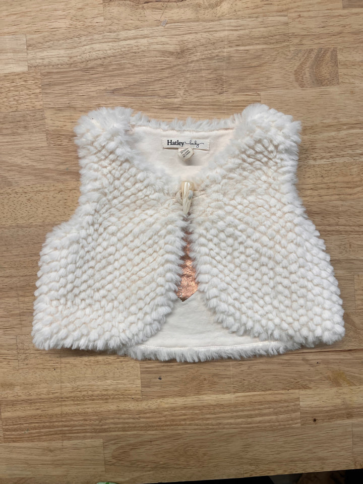 Hatley 9-12M Cream Faux Fur Vest