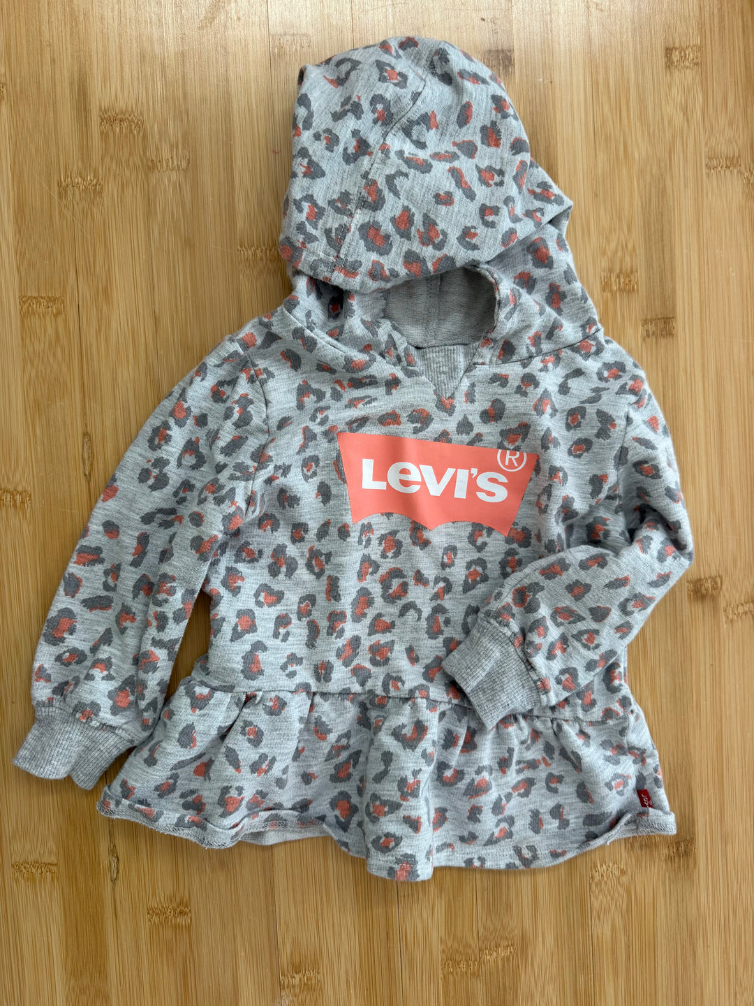 Levi's Cheetah Print Hooded Shirt with Peplum Skirt – 12M | Peach & Grey