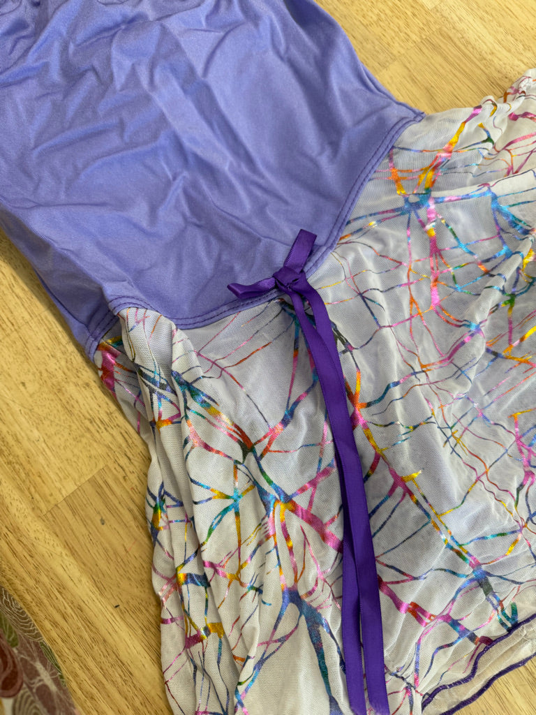 Leotard – Size 10 | Purple & Cream Tie-Dye Skirt