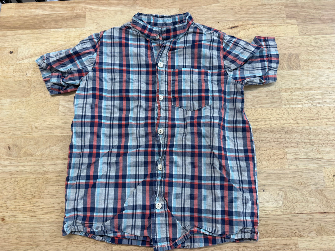 OshKosh Short Sleeve Button Up Shirt – 7 | Navy, Red and Blue