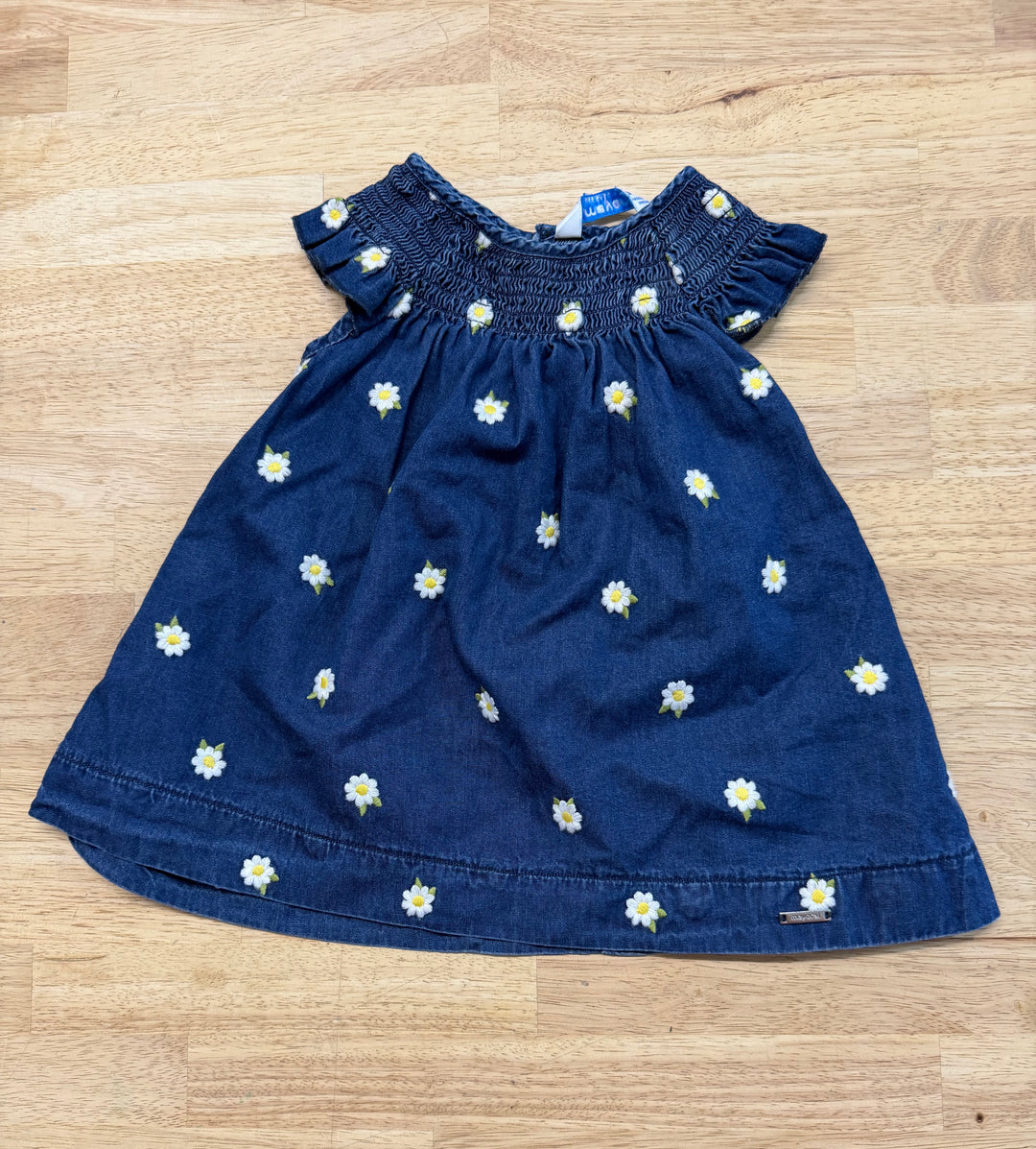 Mayoral Denim Dress with emobireded daisy 9 Months