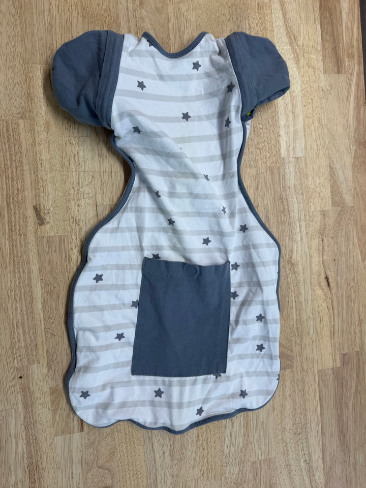 Bbluv Arms-Up Sleep Sack – M (13–18.5 lbs) | Grey & White Removable Arms