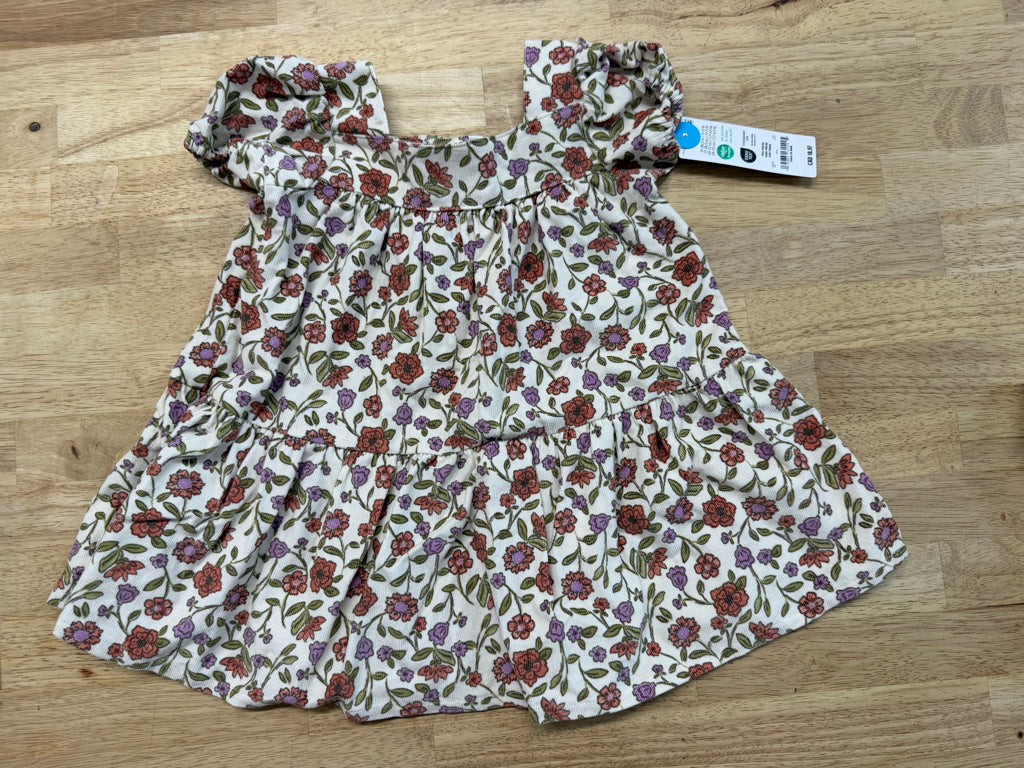 Carter's Corduroy Dress – 6–9M | Cream Floral | NWT