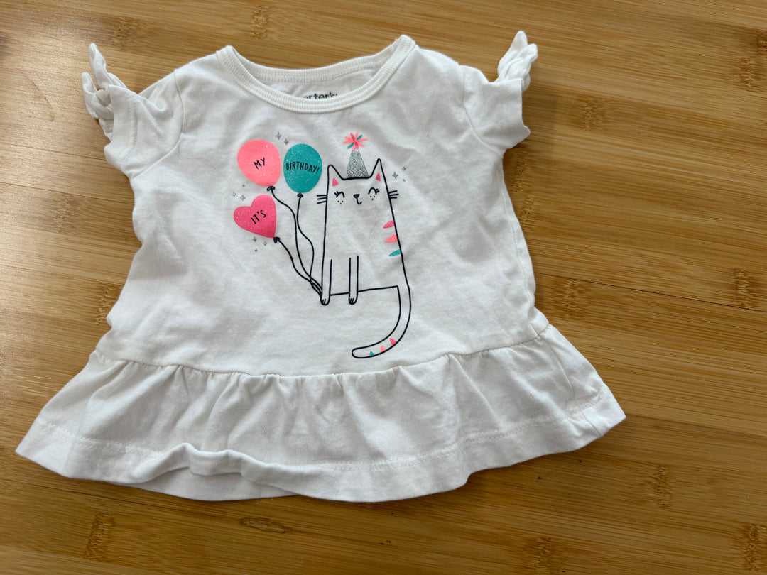 Carter's It's My Birthday Shirt – 3M | Balloon Cat Short Sleeve