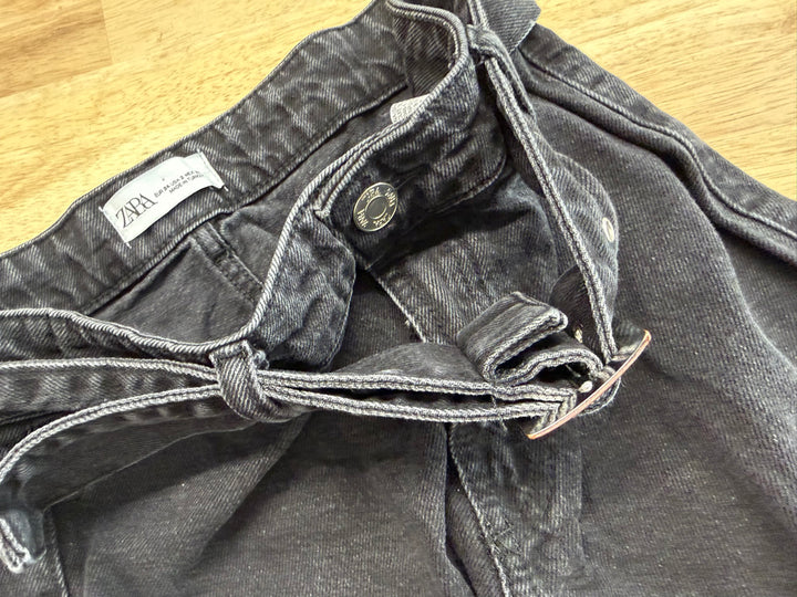 Zara Cargo Jeans – USA 2 / EU 34 (12–14Y) | Black Slim Straight Leg