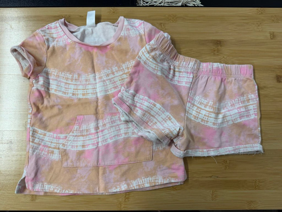 Carter's Jersey Knit Set – 8 | Pink & Orange Rolled Edge Shirt & Shorts - Nest and Sprout - Consignment