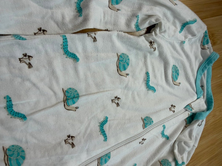Kyte Baby Bamboo Footless Sleeper – 18–24M | White Slug & Snail Print | Play - Nest and Sprout-Consignment