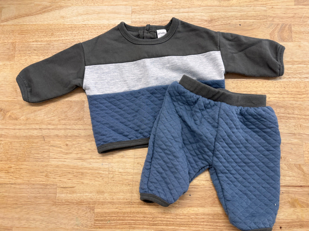 PL Baby 3M Sweatshirt & Pants Set – Blue/Grey