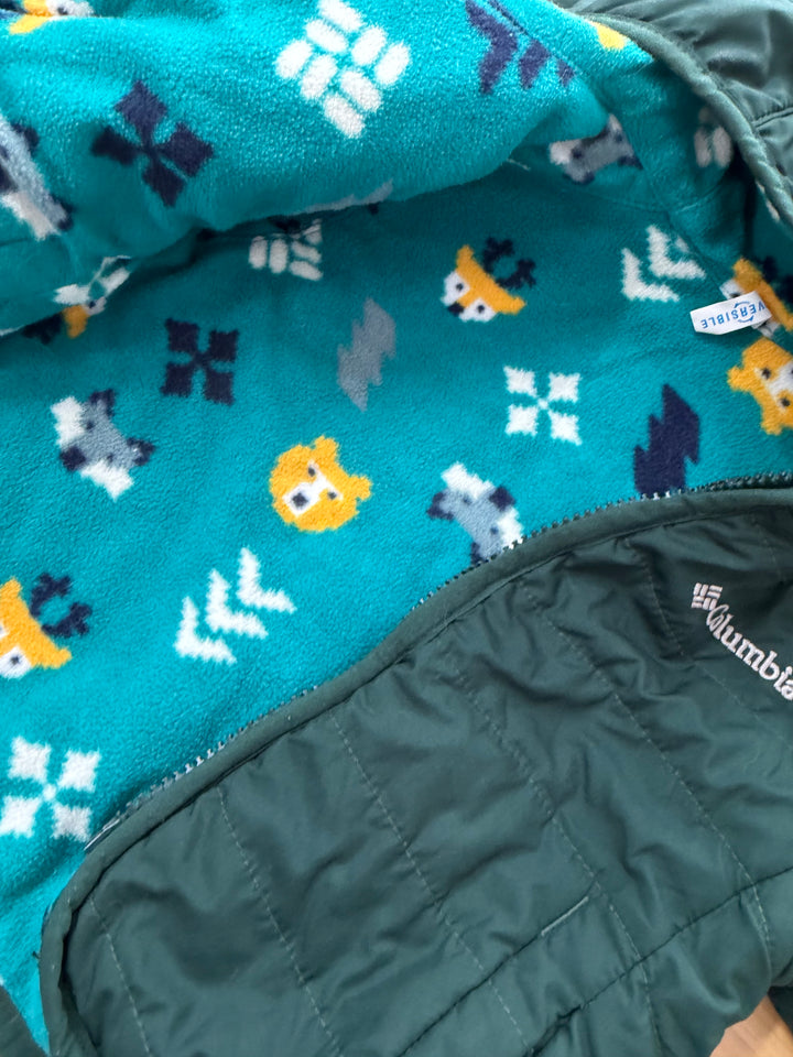 Columbia Reversible Jacket – 6-12 Months | Forest Green with Forest Animal Fleece Side