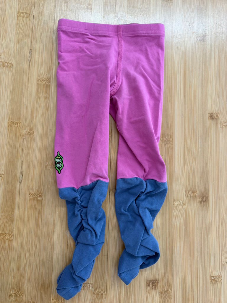 Peekaboo Beans Leggings – 4 | Stone Blue & Pink - Nest and Sprout-Consignment