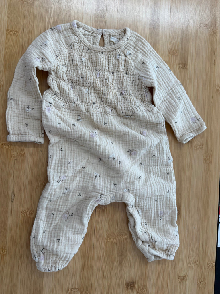 Grayson Collective Romper – 6–9M | Cream Smocked Bodice Itsy Floral