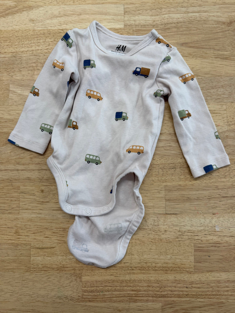 H&M Organic Cotton Bodysuit – 3M | Cream Transportation Vehicles Long Sleeve