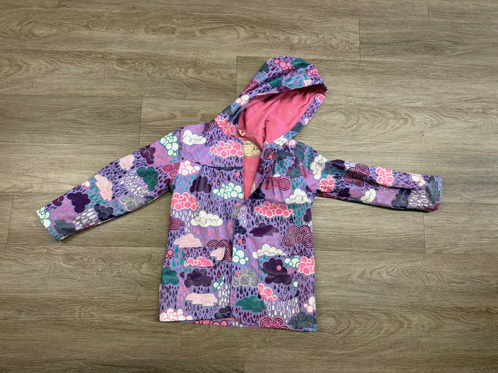 Hatley Rain Jacket – 8 | Purple Print | Terry Cloth Lined |