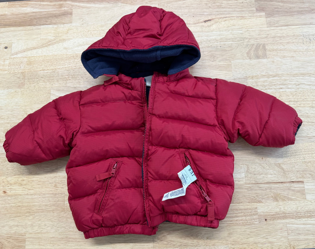 Gap Reversible Puffer Jacket – 6–12M | Red/Navy