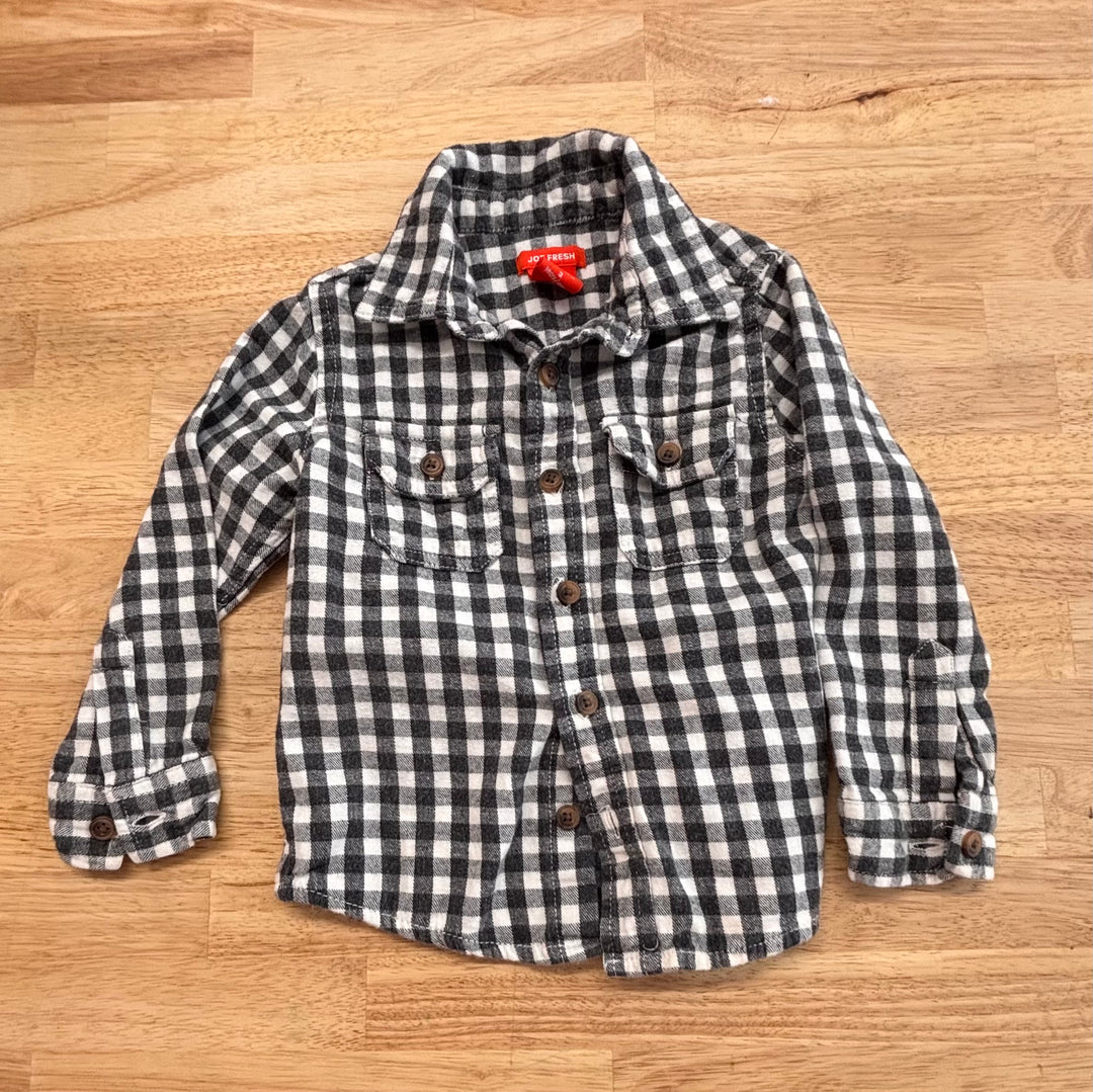 Joe Fresh Size 3 Button-Up – Black/White Plaid