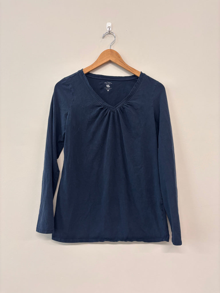 Two Hearts Maternity V-Neckline Navy Blue Long Sleeve Shirt