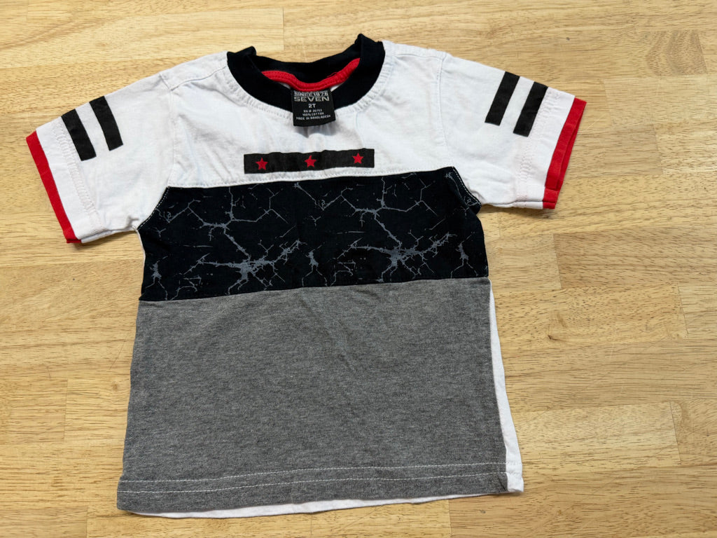 Quad Seven Shirt – 2T | Black & White Colour Block