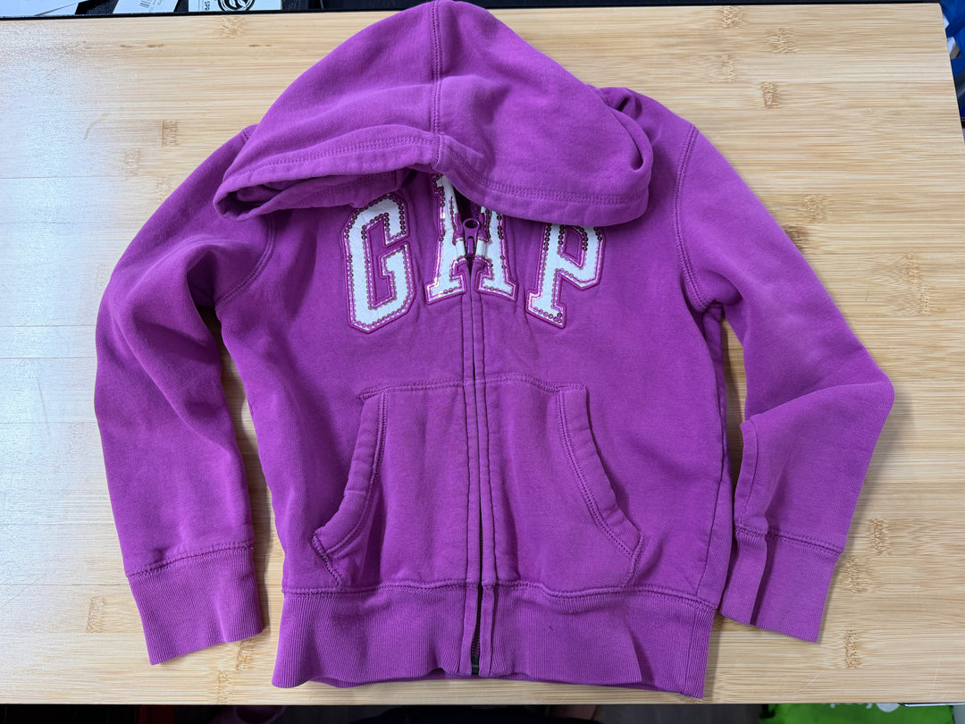 Gap Kids Sequin Edge Zip-Up Hoodie – S (6–7) | Fuchsia