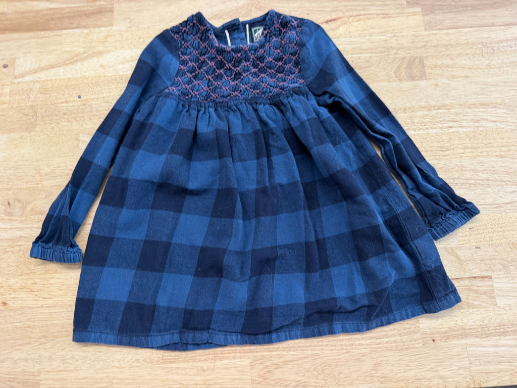 Roots Park Plaid Dress – 4T | Blue Plaid Smocking Bodice