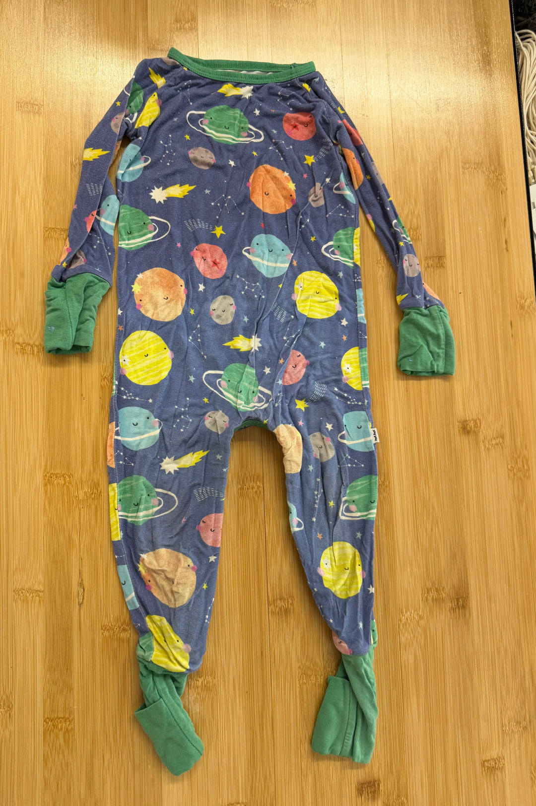 Little Sleepies Planet Moon Footless Sleeper – 6–12M | Turnover Hands & Feet Crotch Zip | Play