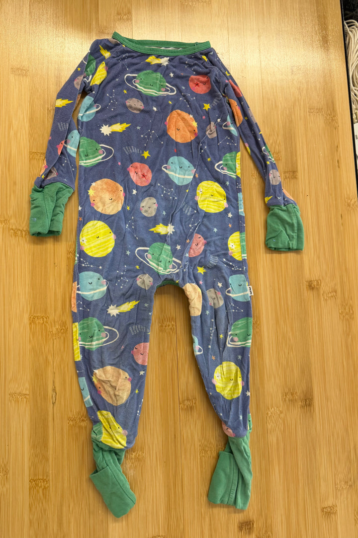 Little Sleepies Planet Moon Footless Sleeper – 6–12M | Turnover Hands & Feet Crotch Zip | Play