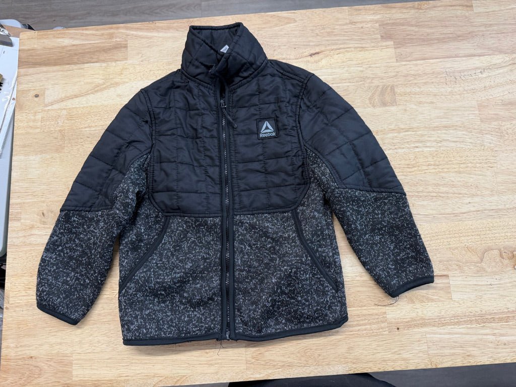 Reebok Quilted Jacket – 5/6 | Two - Tone Black Knit Hem - Nest and Sprout - Consignment