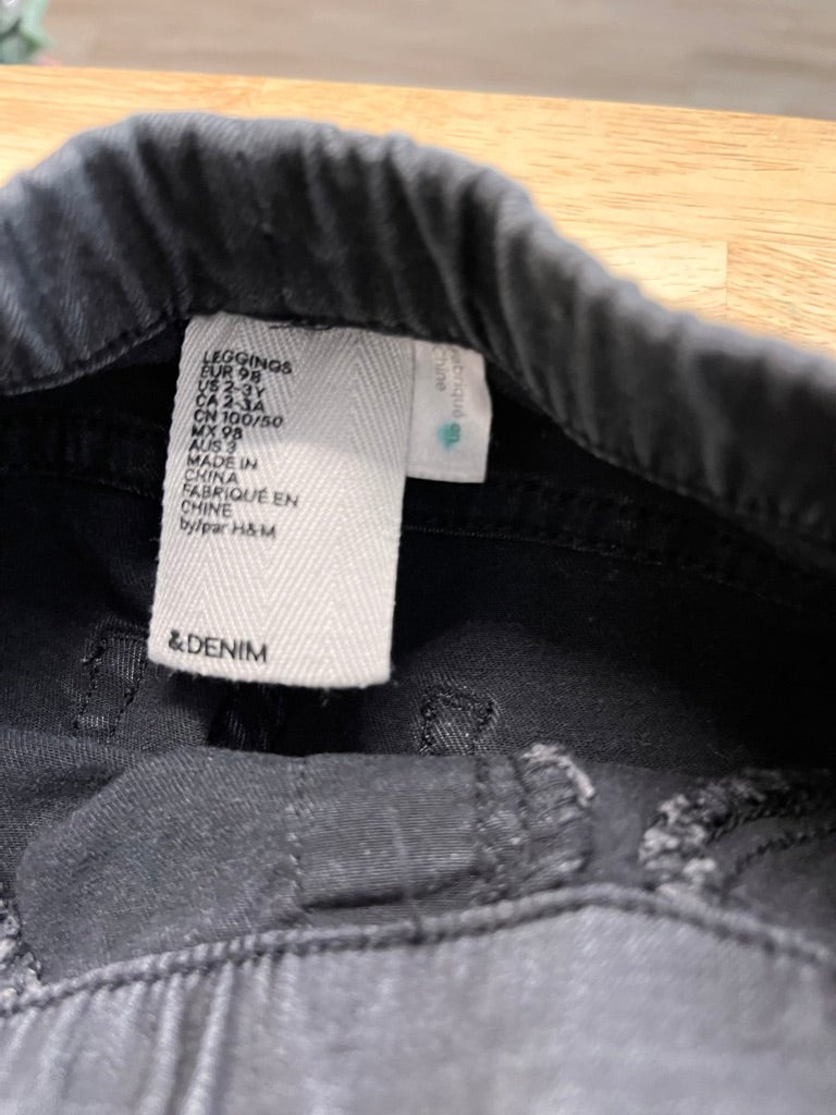H&M 2–3Y Jeggings – Black Denim - Nest and Sprout - Consignment