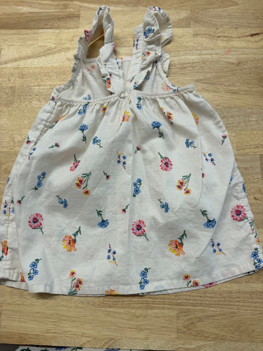 H&M Cotton Button Front Dress – 12-18 Months | Cream | Ditsy Floral - Nest and Sprout-Consignment