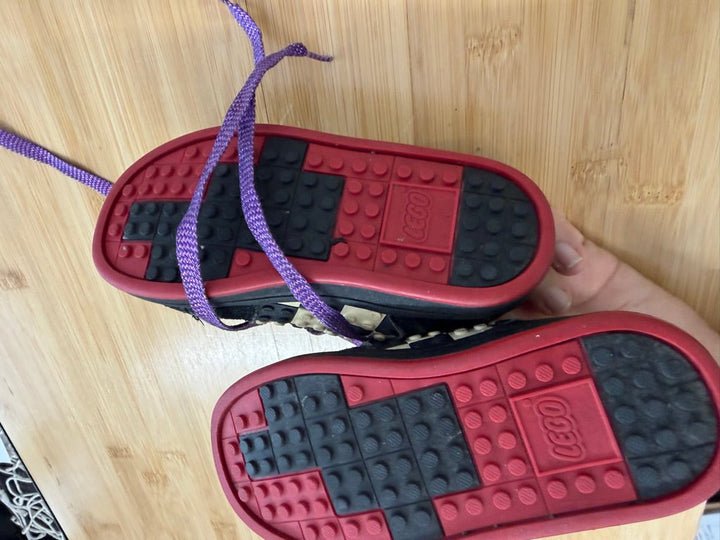 Lego Sneakers – 9 (EU 26) | Black Purple Metallic Checker Patch | Play - Nest and Sprout-Consignment