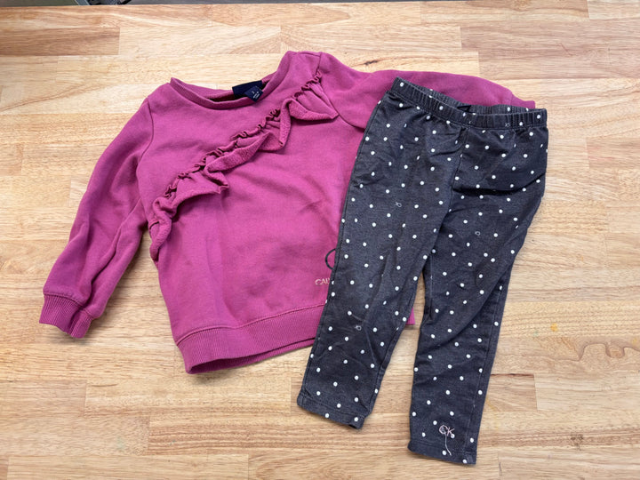 Calvin Klein 2-Piece Set – Burgundy Sweatshirt & Leggings 2T