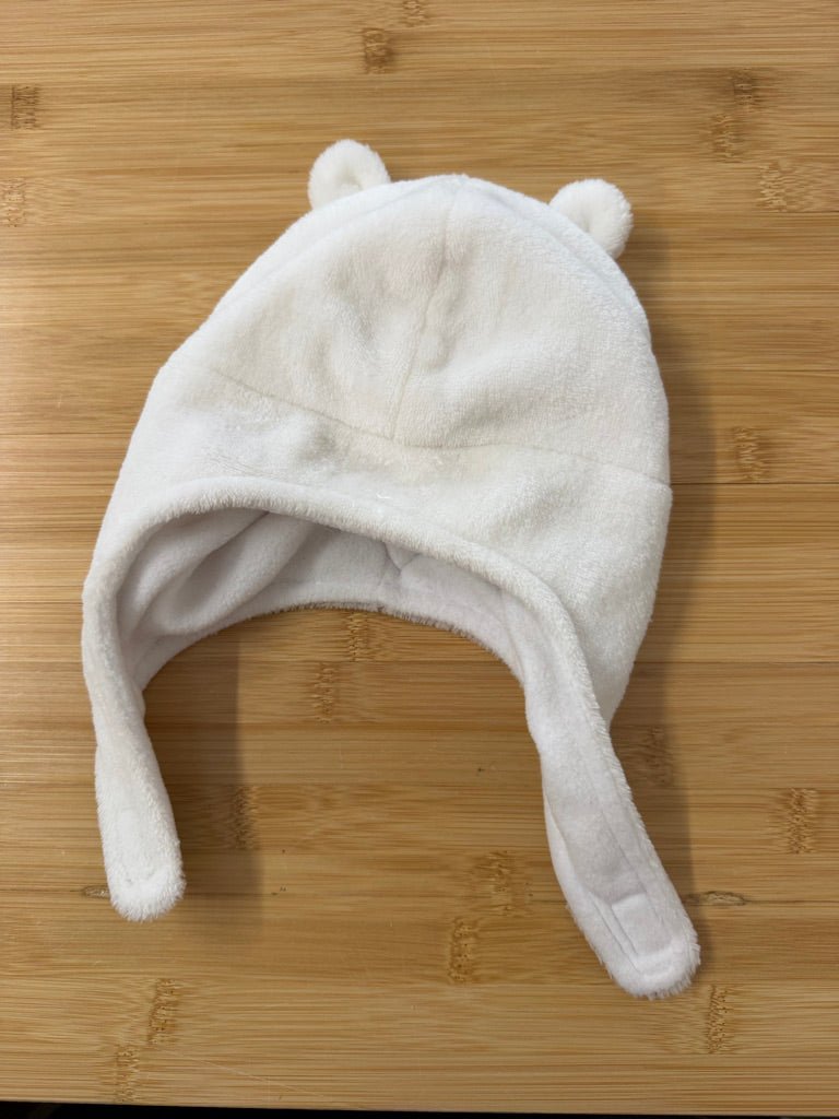 Kombi Fleece Teddy Bear Hat – 12–24M | White - Nest and Sprout-Consignment