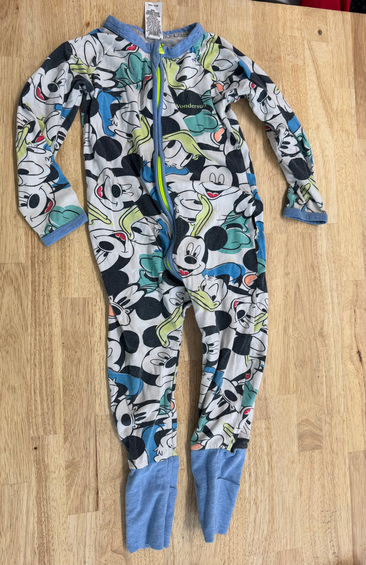 Bonds Wondersuit – 18–24M | White Mickey Mouse & Donald Duck Light Blue Edging | Play