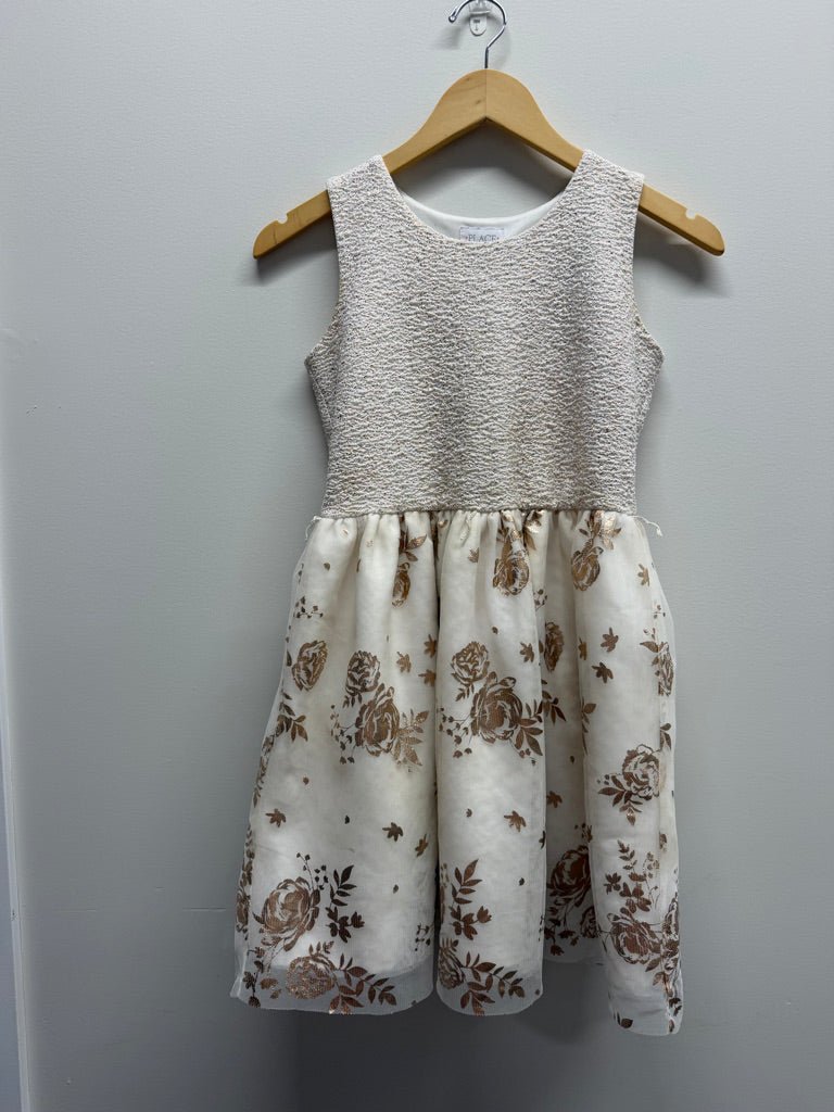 The Children's Place Dress – 10/12 | Cream and Gold Roses | Tulle Skirt - Nest and Sprout-Consignment