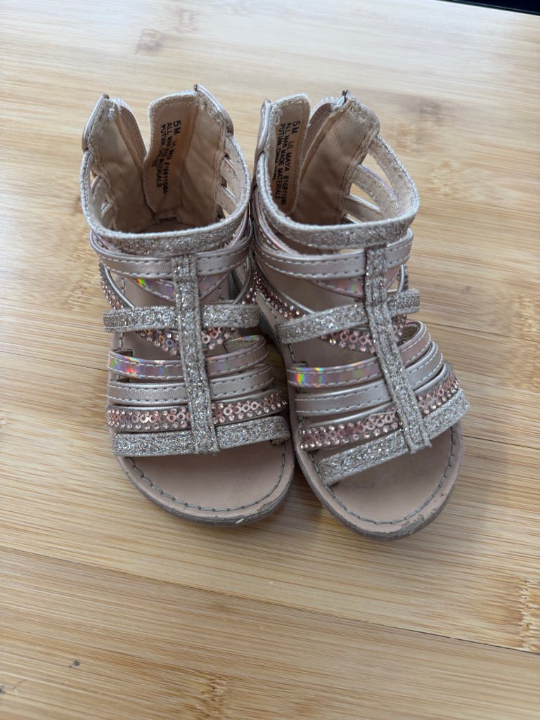 Kelly & Katie Gladiator Sandals – 6 | Rose Gold Sequin Glitter - Nest and Sprout-Consignment