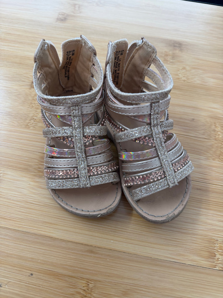 Kelly & Katie Gladiator Sandals – 6 | Rose Gold Sequin Glitter