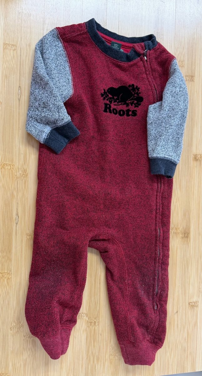 Baby Roots One Piece Outerwear – 12-18 Months | Red and Grey - Nest and Sprout-Consignment