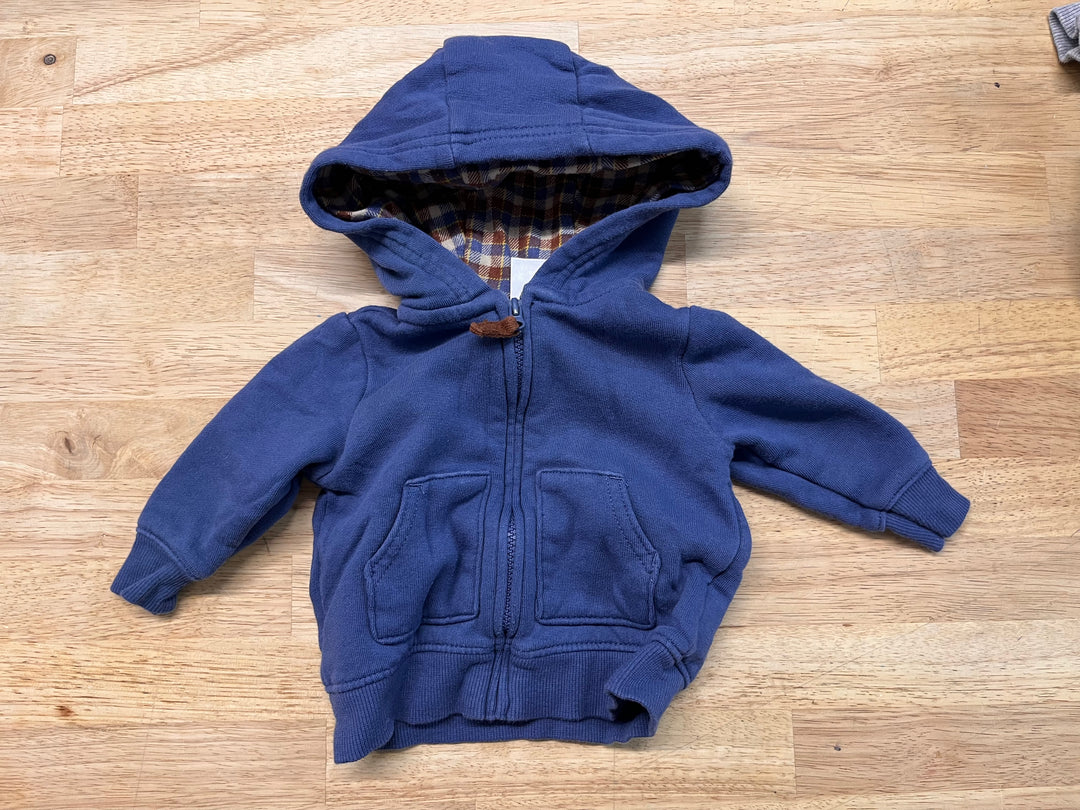 Carters Zip-Up Hoodie – 3 M Blue Plaid Hood